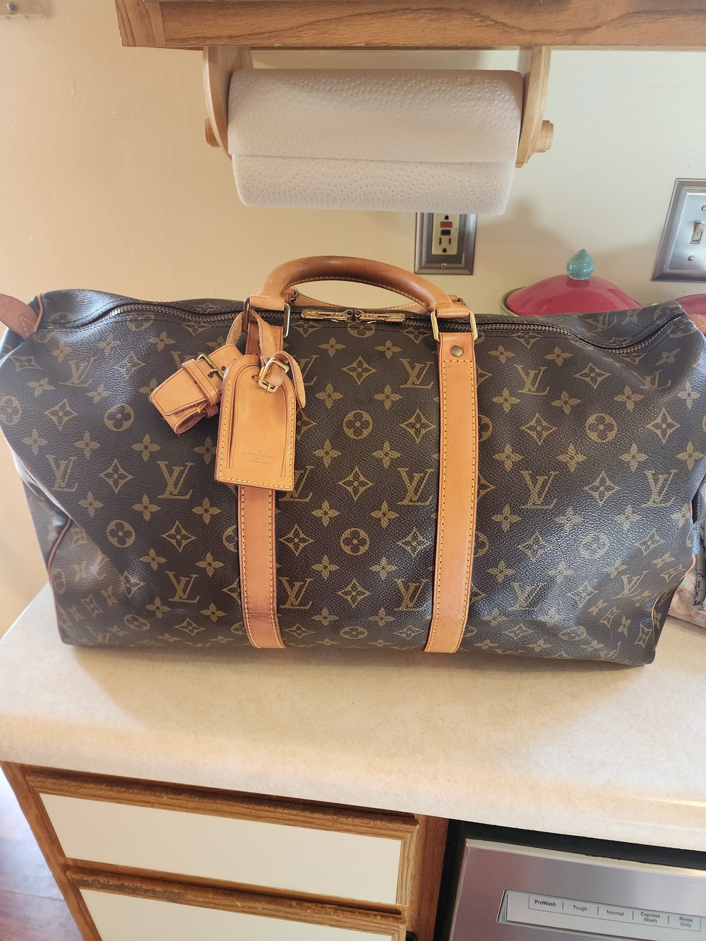 classic Louis Vuitton Keepall 50 in Monogram Canvas.